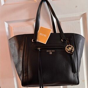 Michael Kors Black Tote with Gold Accents